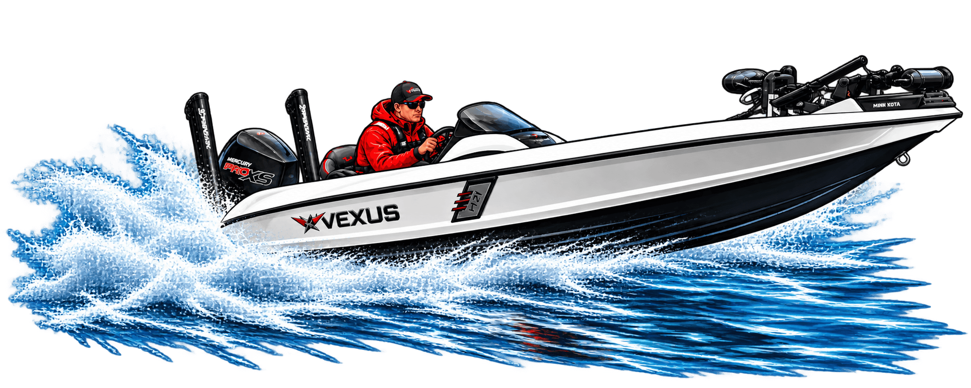 Owasso Fishing Team bass boat throwing a wake